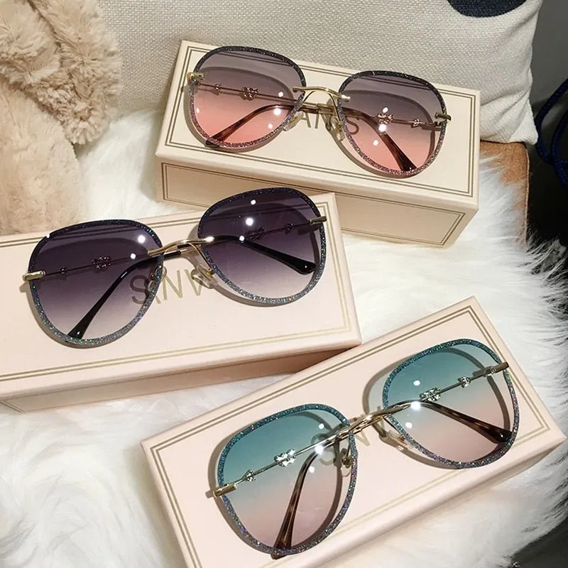 STAR Imitation Rhinestone Pilot Sunglasses UV400
