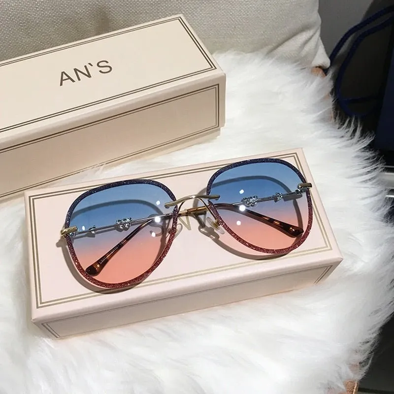 STAR Imitation Rhinestone Pilot Sunglasses UV400
