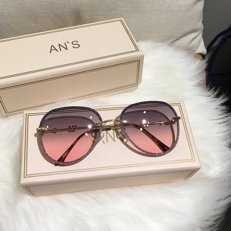 STAR Imitation Rhinestone Pilot Sunglasses UV400