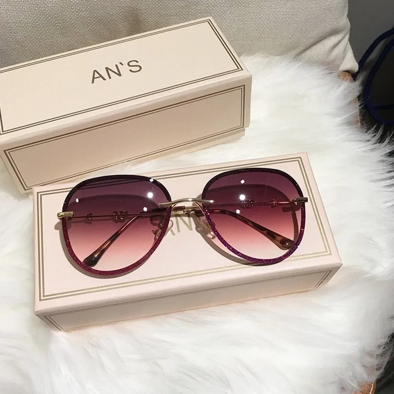 STAR Imitation Rhinestone Pilot Sunglasses UV400