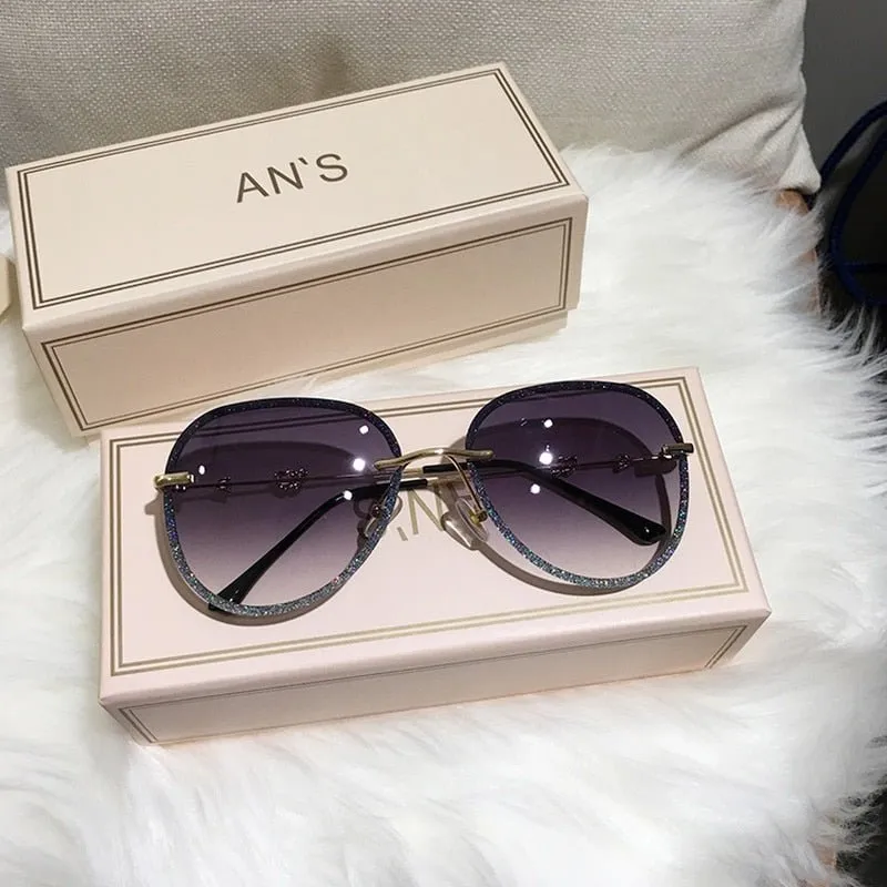 STAR Imitation Rhinestone Pilot Sunglasses UV400