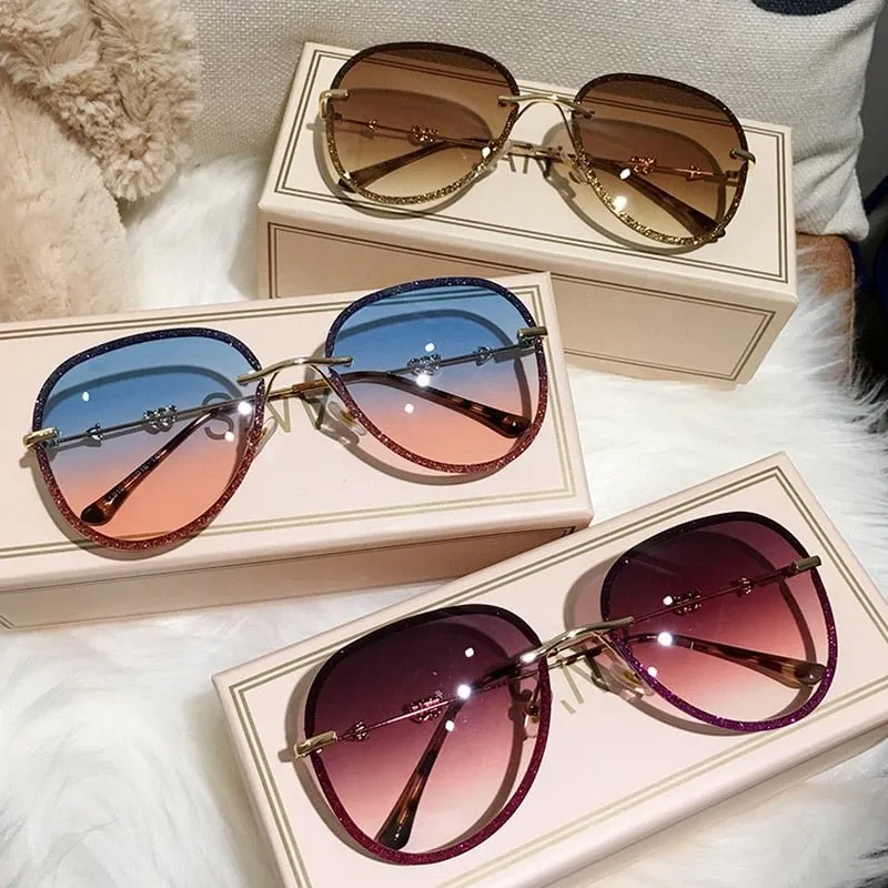 STAR Imitation Rhinestone Pilot Sunglasses UV400