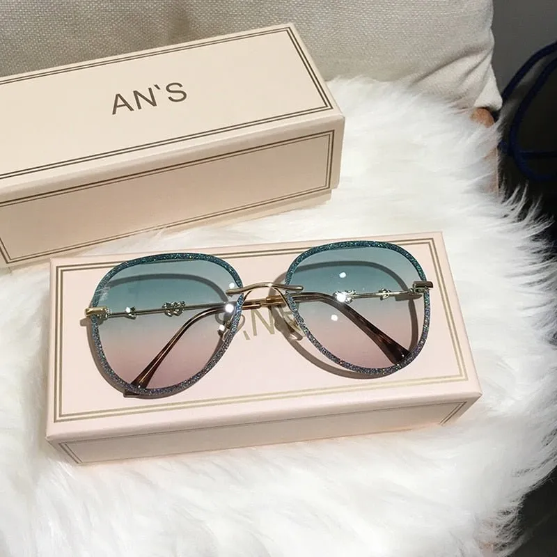STAR Imitation Rhinestone Pilot Sunglasses UV400