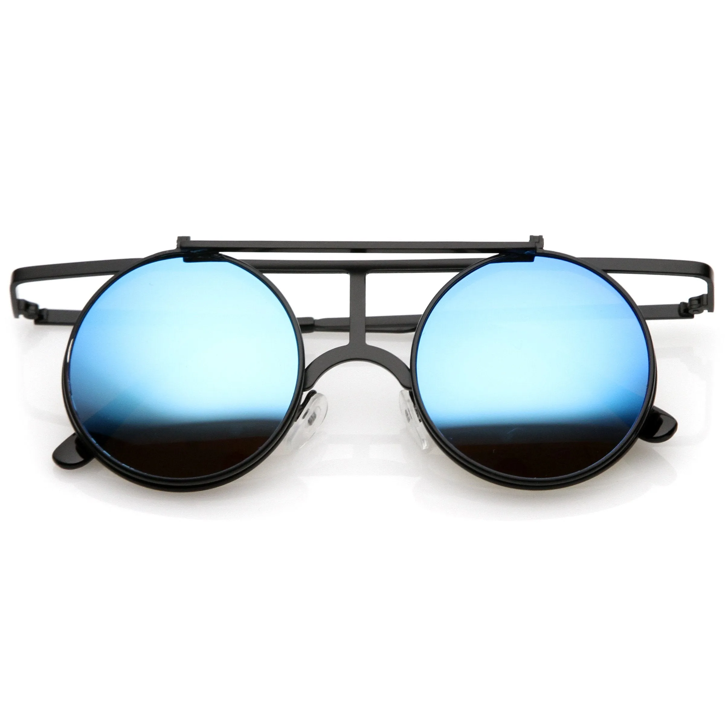 Steampunk Round Mirrored Lens Flip Up Sunglasses A651