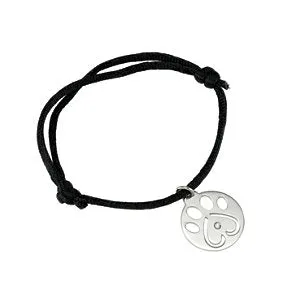 Sterling Silver .02 CT Diamond & Black Satin Cord 6.5-8" Bracelet