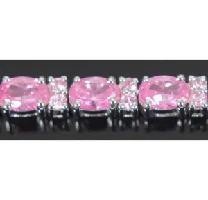 Sterling Silver Bracelet Oval Rose Zirconia 7"