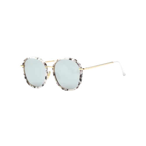 Street Marble Oversized Square Mirrored Sunglasses - White