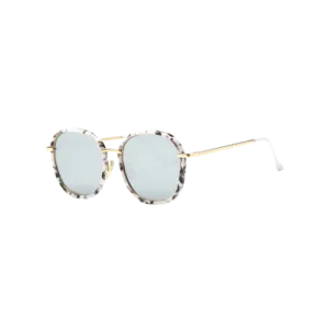 Street Marble Oversized Square Mirrored Sunglasses - White