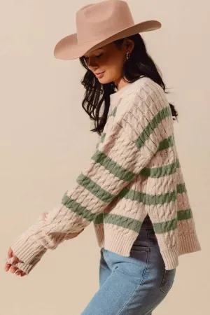 Stripe Cable Knit Sweater
