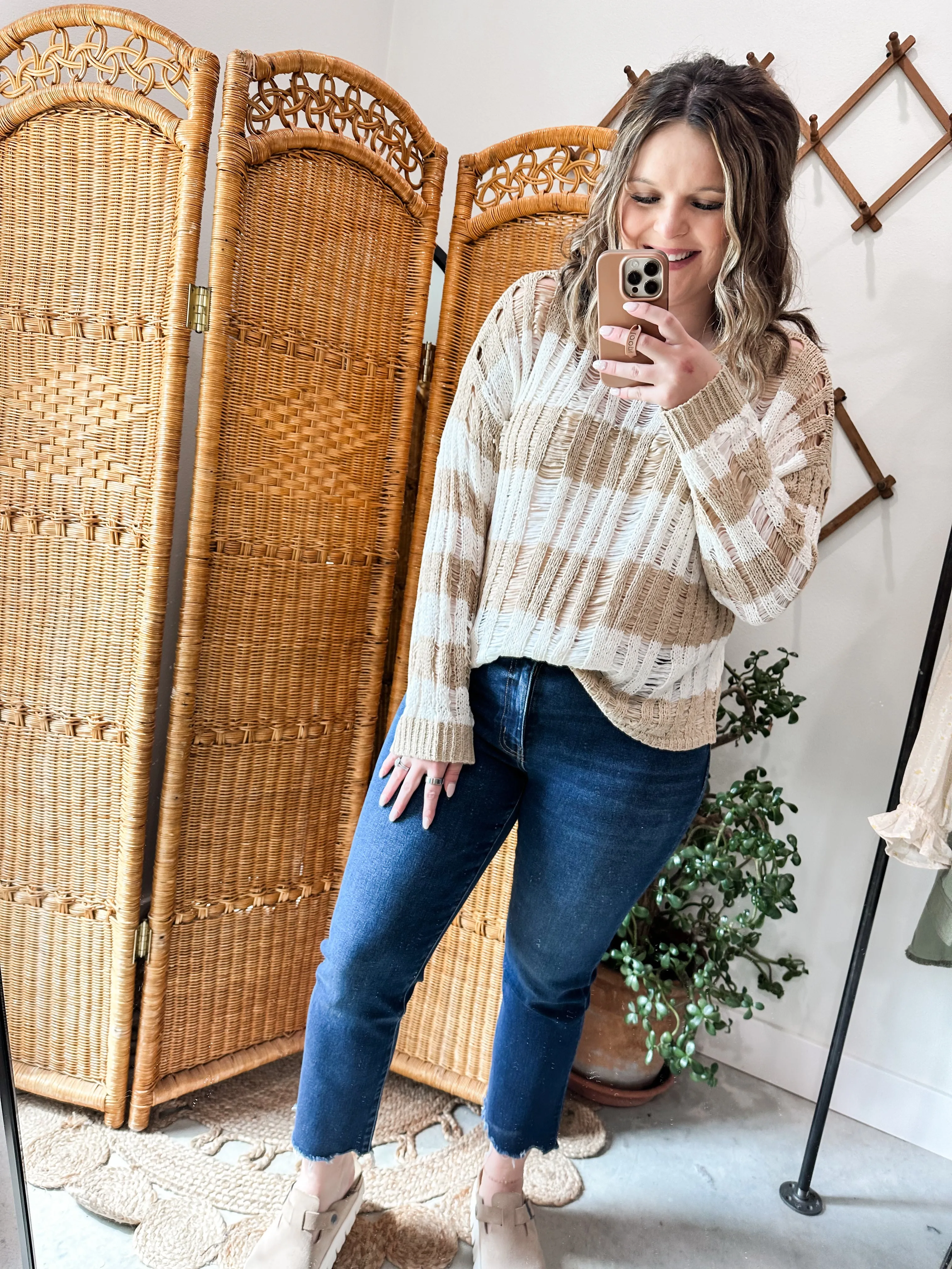 Striped Ladder Knit Sweater