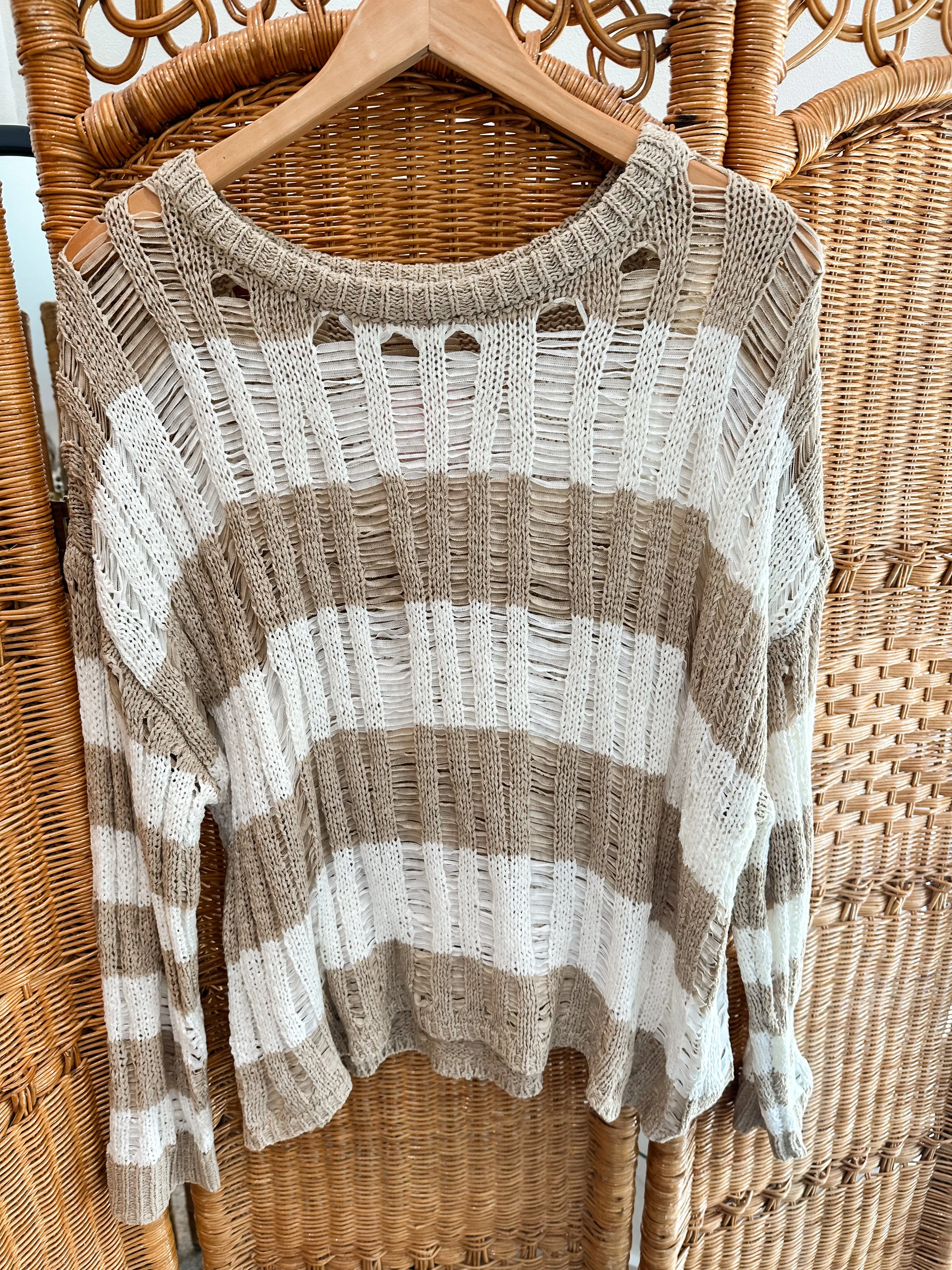 Striped Ladder Knit Sweater