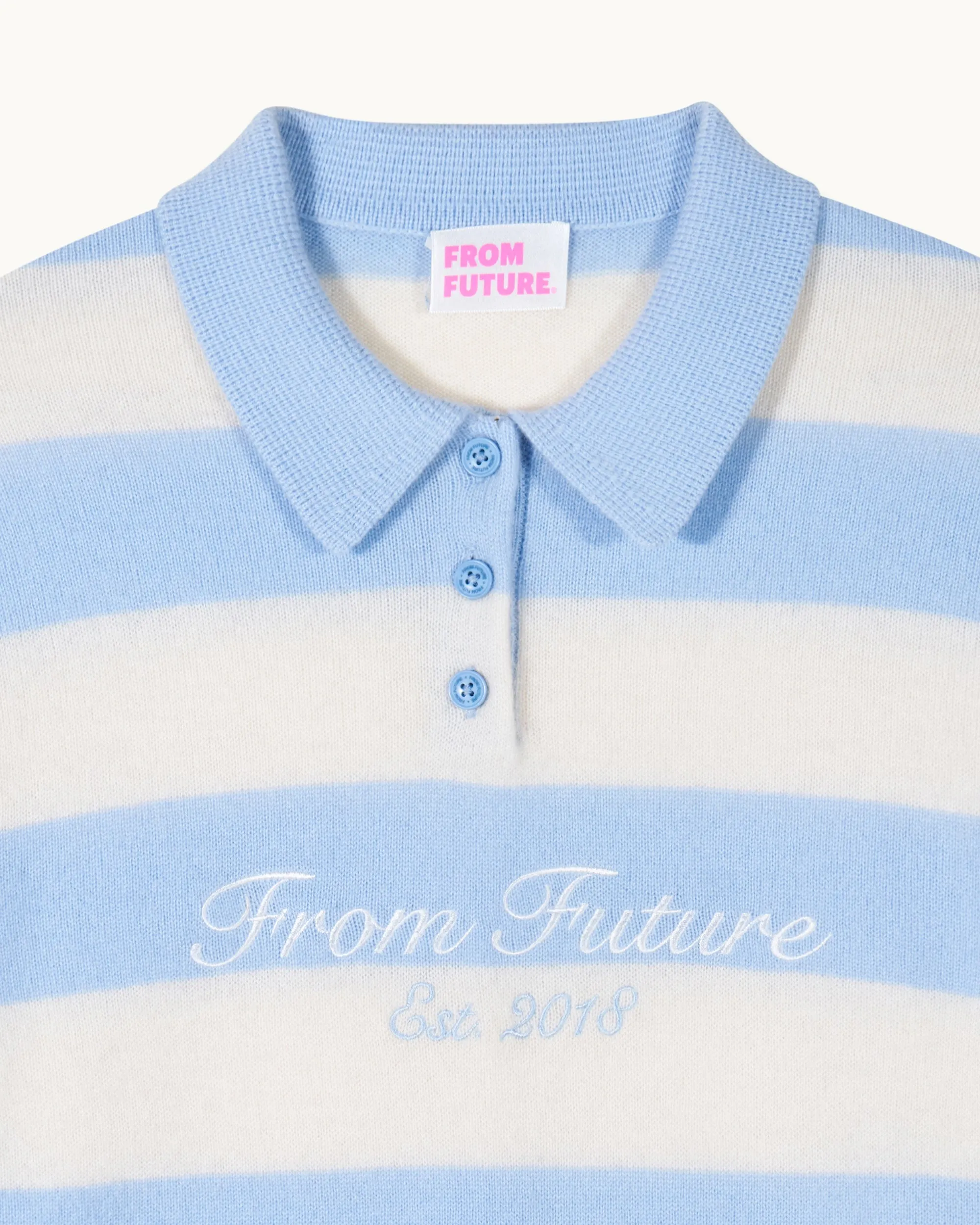 Striped Polo Neck Sweater (S25 / WOMEN / Baby Blue)