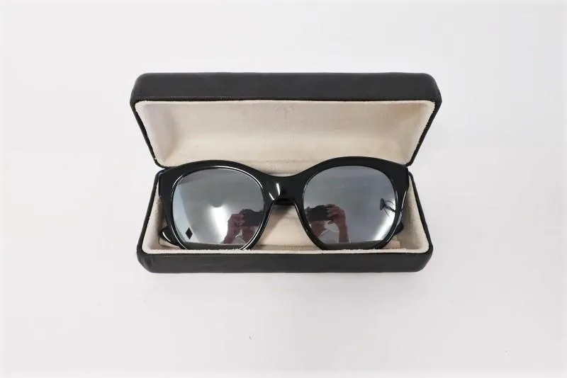 Sunday Somewhere Dolly Mirrored Sunglasses Black/Silver 049-SIL NEW