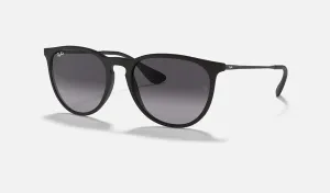 Sunglasses | Erika Rubber Black w/ Light Grey Gradient, Polarized | Ray-Ban