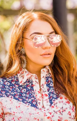 Sunglasses, Jaden Aviator Sunglasses with Pink Mirror Polarized Lens, SALE!