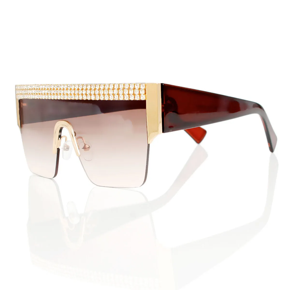 Sunglasses Shield Pave Brown Eyewear