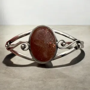 Sunstone Solid 925 Sterling Silver Cuff Bracelet