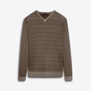 Super Merino V-Neck Cable Sweater