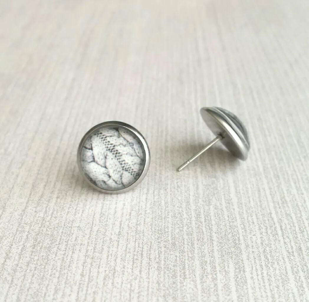 Sweater Earring, grey sweater earring, cable knit earring, winter stud, grey winter earring, winter stud, cozy earring, gray stud earring