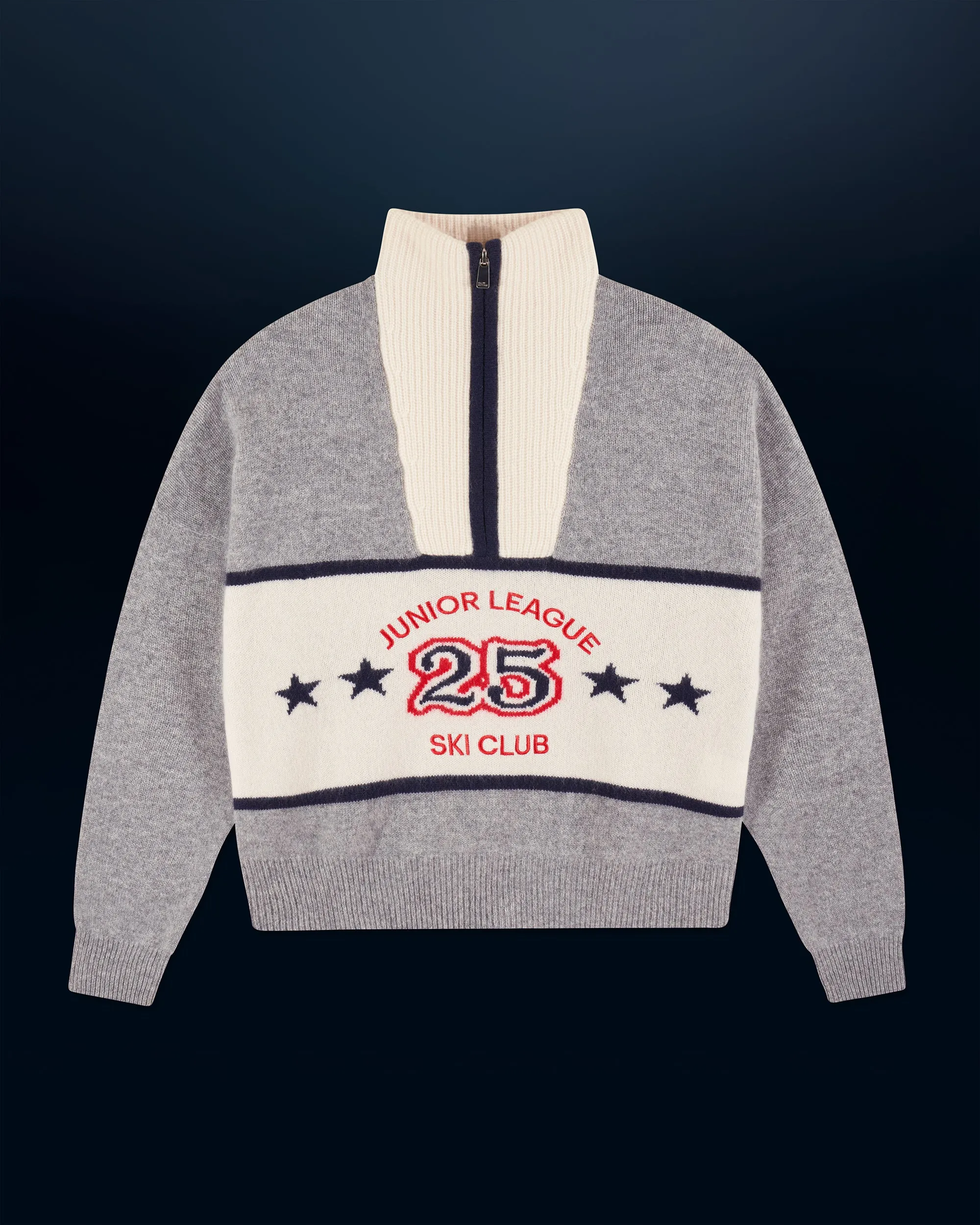 Sweater Quarter Zip Neck  (H24 / WOMEN / Dark Chiné Grey)