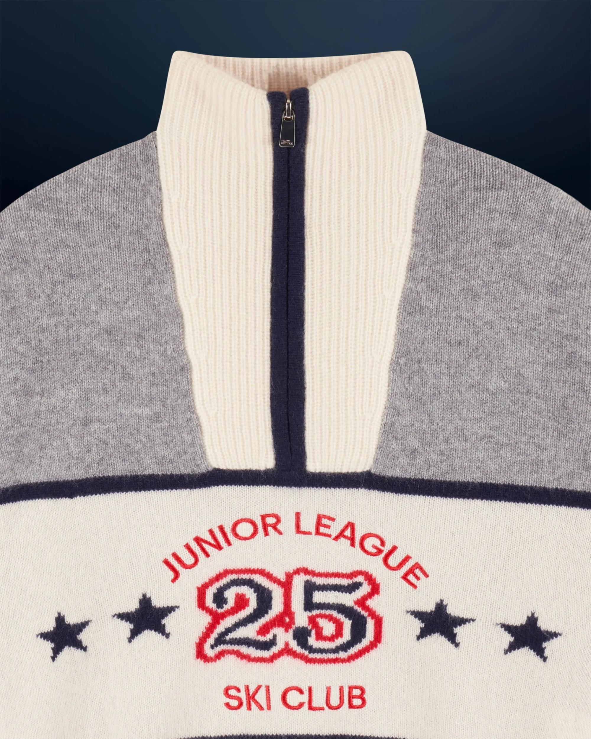 Sweater Quarter Zip Neck  (H24 / WOMEN / Dark Chiné Grey)
