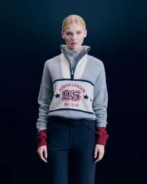 Sweater Quarter Zip Neck  (H24 / WOMEN / Dark Chiné Grey)