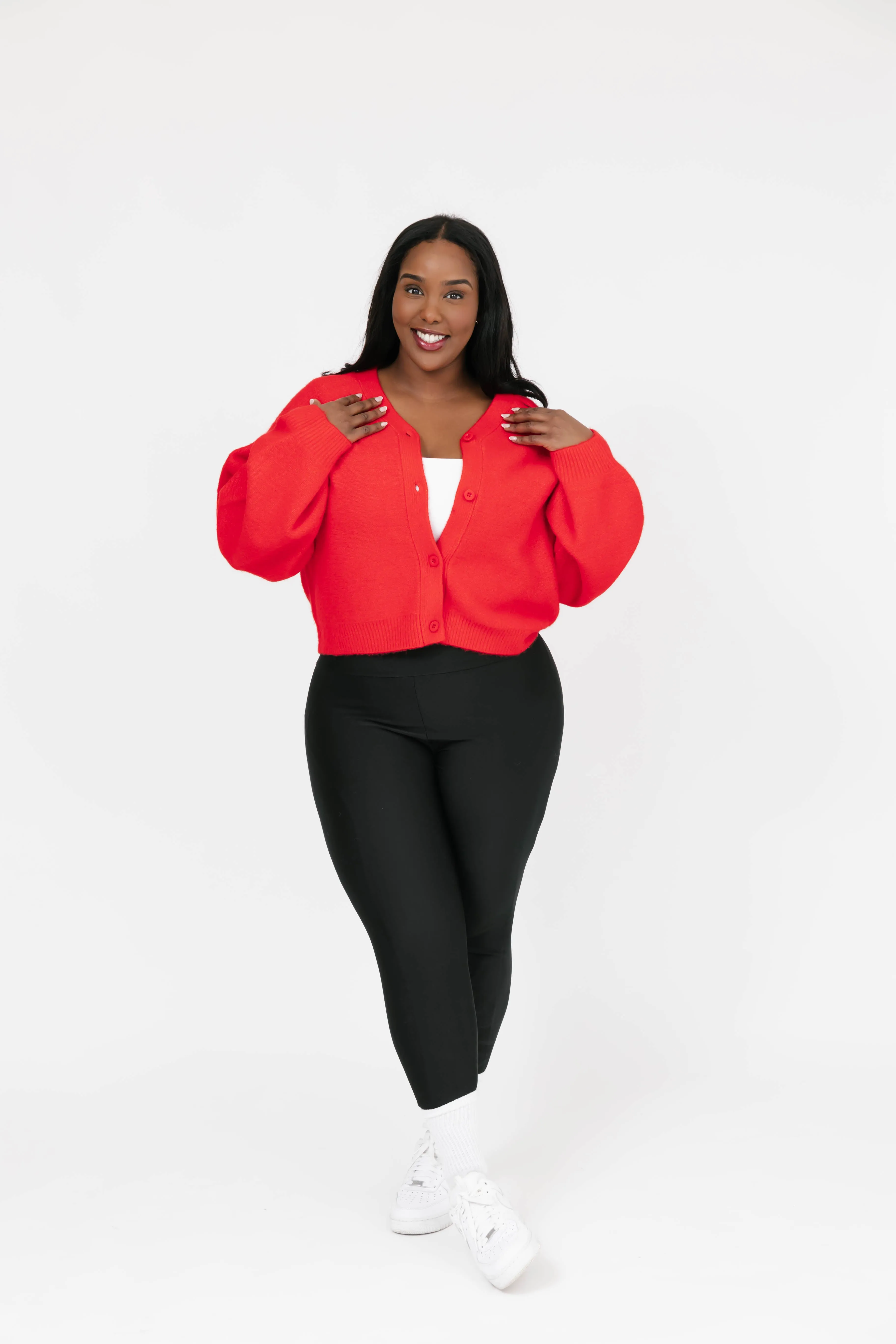 Sweater Weather Short Cardigan in Red