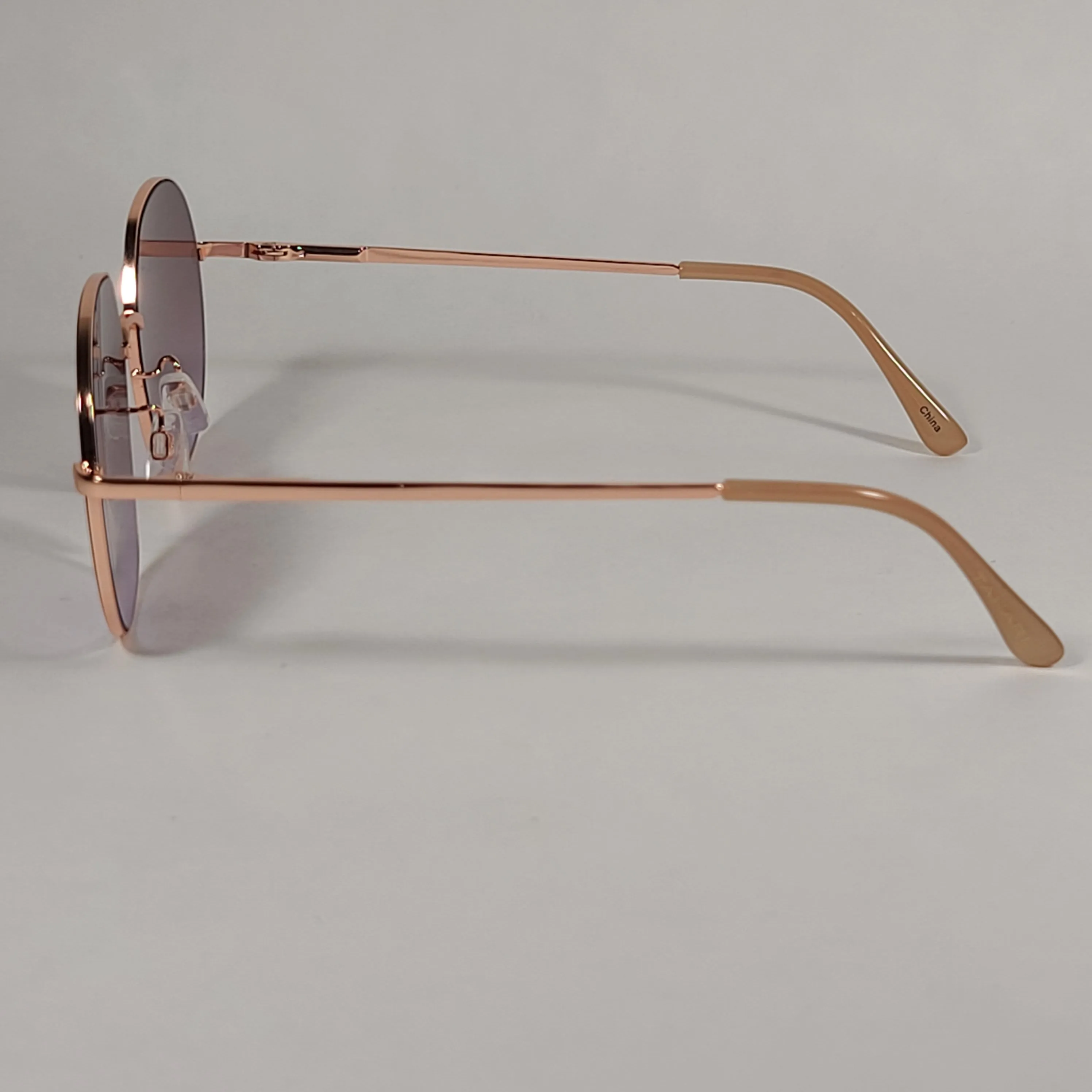 Tahari Aviator Slice Sunglasses Rose Gold Nude Frame Brown Gradient Lens TH786 RGDND