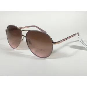 Tahari Aviator Sunglasses Rose Gold Nude And Pink Leather Chord Brown Gradient Lens TH649 RGDBL