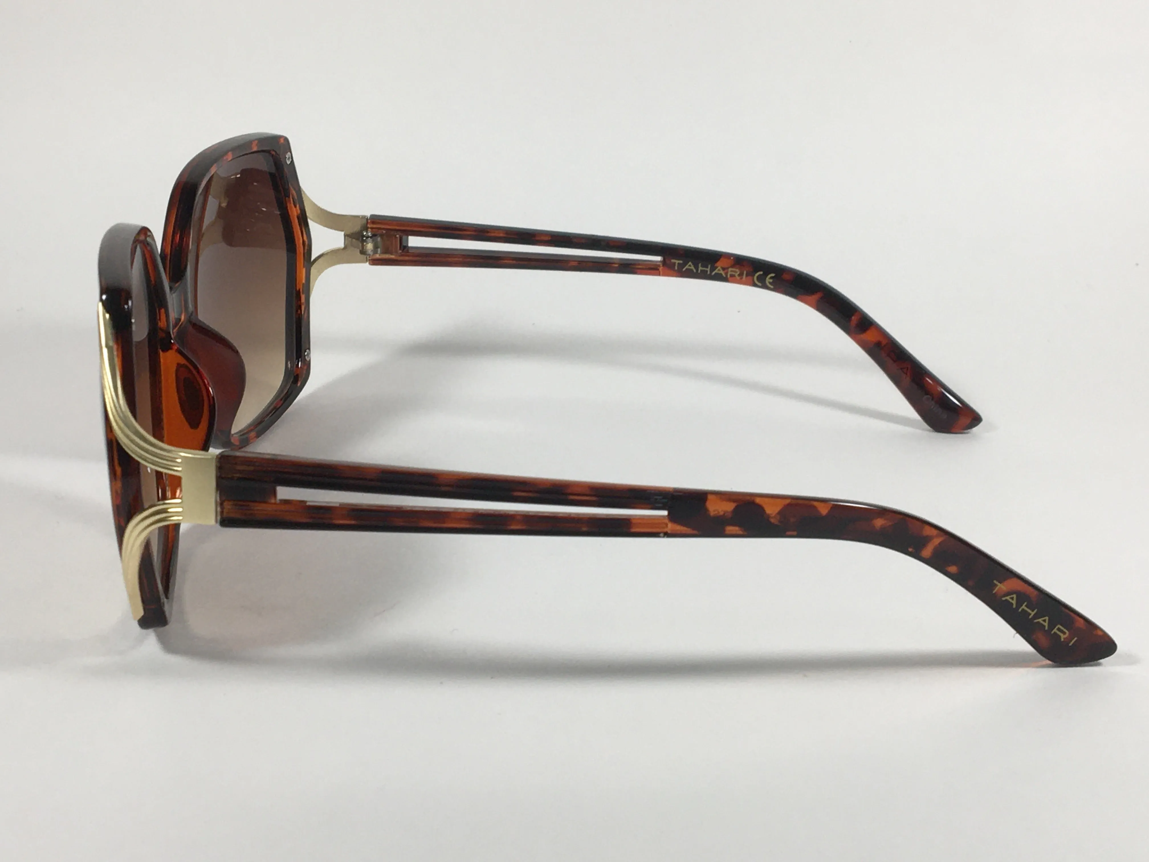 Tahari Butterfly Sunglasses Brown Tortoise And Gold Frame Brown Gradient Lens TH742 TSGLD
