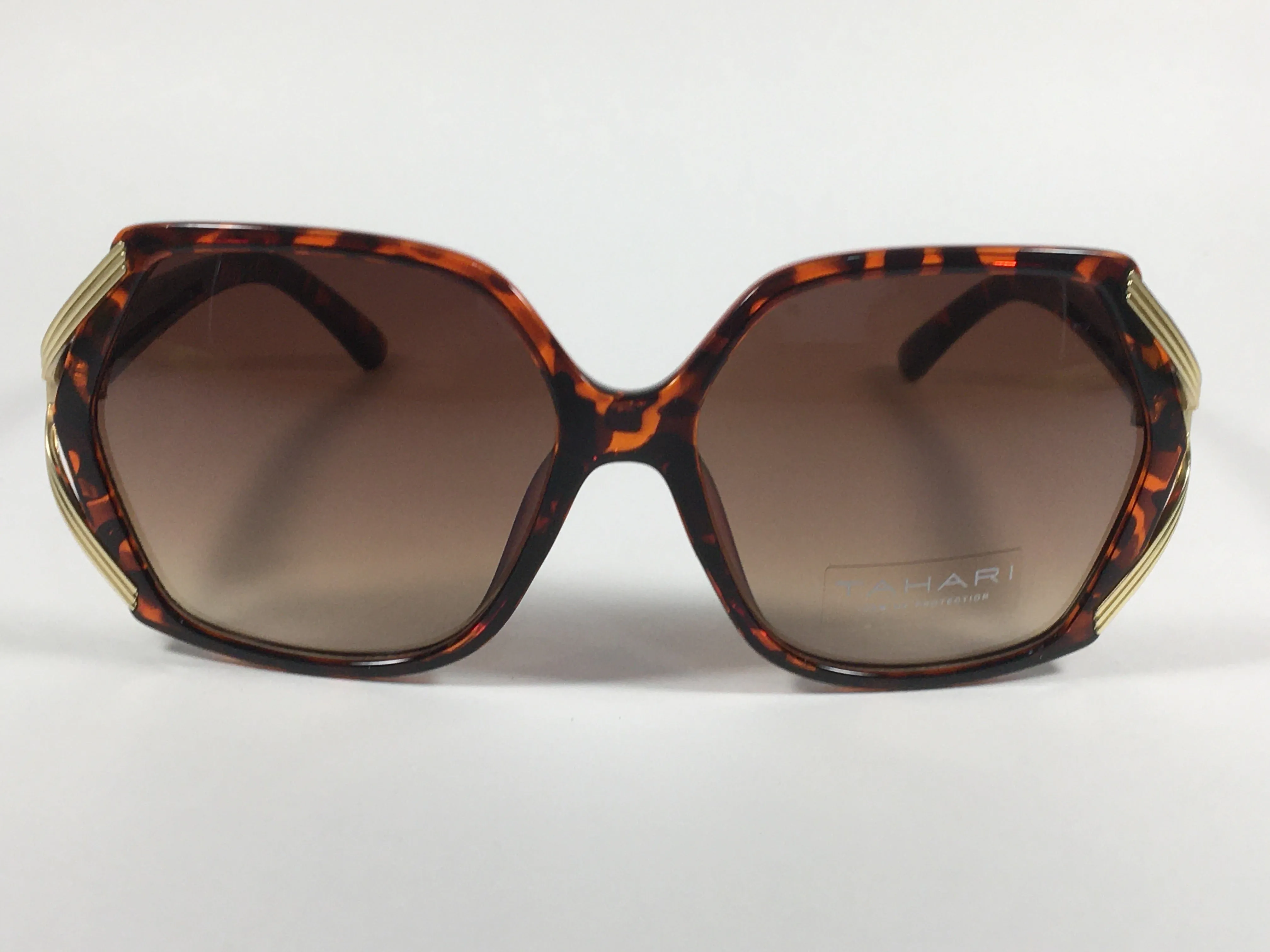 Tahari Butterfly Sunglasses Brown Tortoise And Gold Frame Brown Gradient Lens TH742 TSGLD