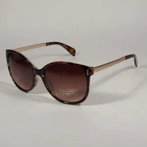 Tahari Cat Eye Sunglasses Brown Tortoise Gold Frame Brown Gradient Lens TH657 TS
