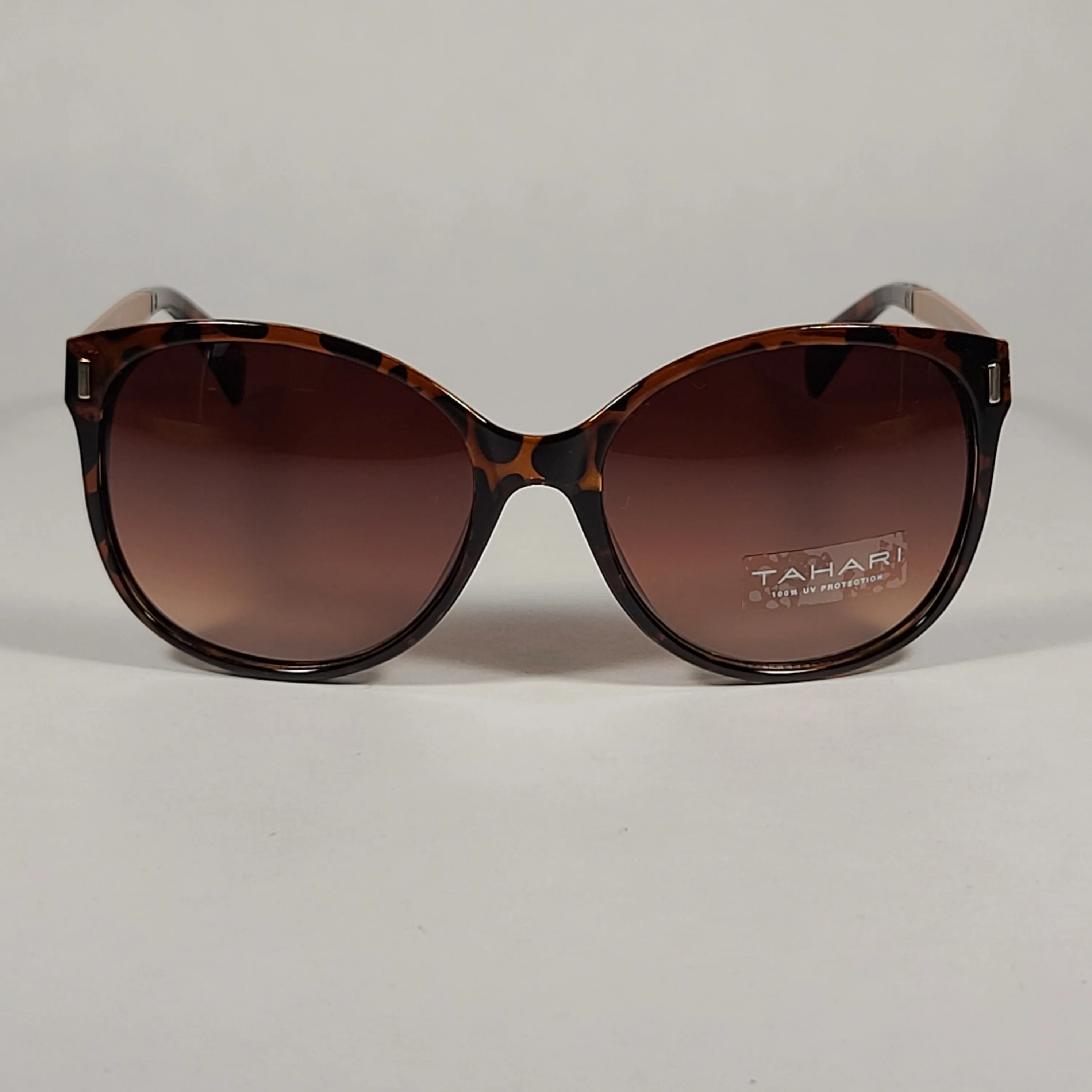 Tahari Cat Eye Sunglasses Brown Tortoise Gold Frame Brown Gradient Lens TH657 TS