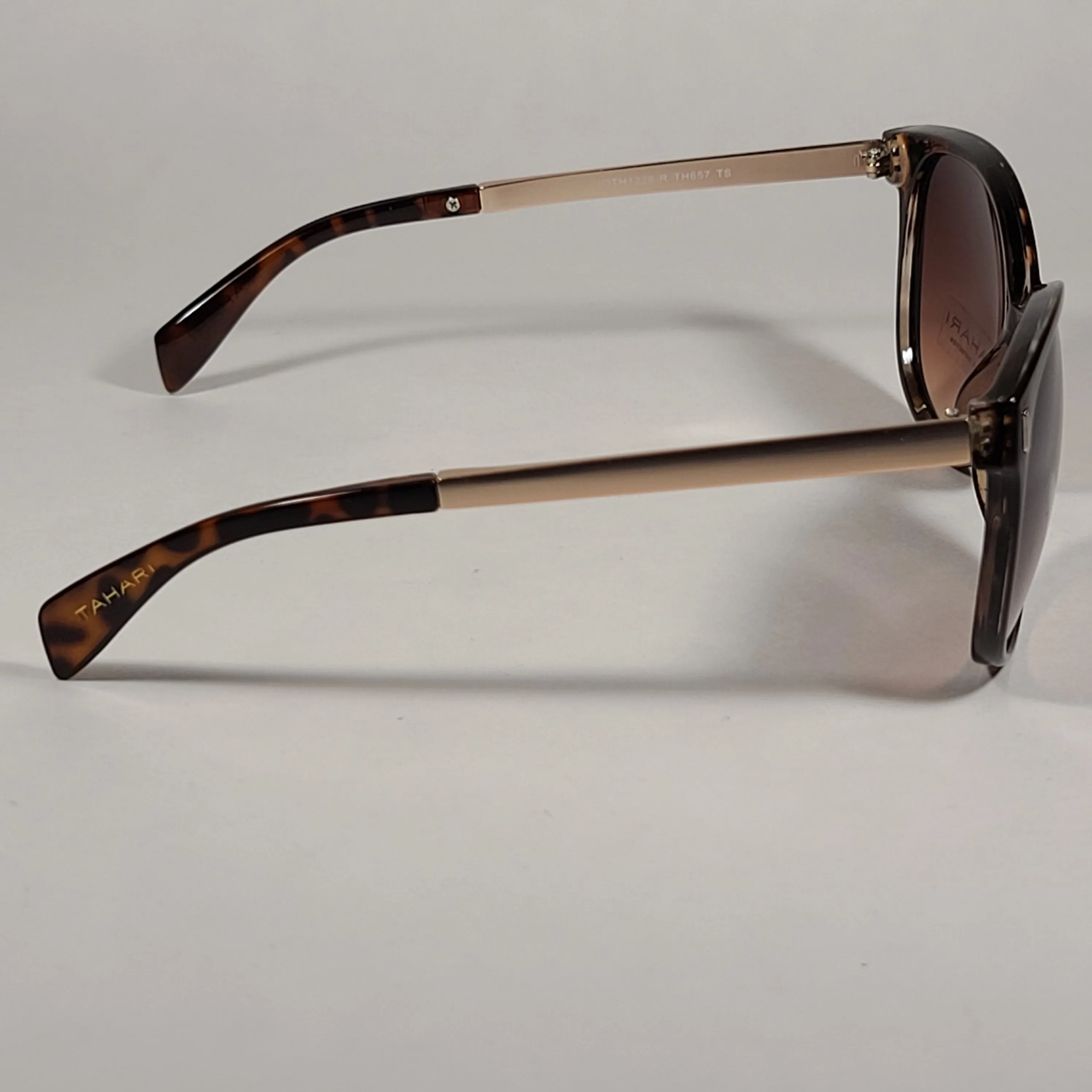 Tahari Cat Eye Sunglasses Brown Tortoise Gold Frame Brown Gradient Lens TH657 TS