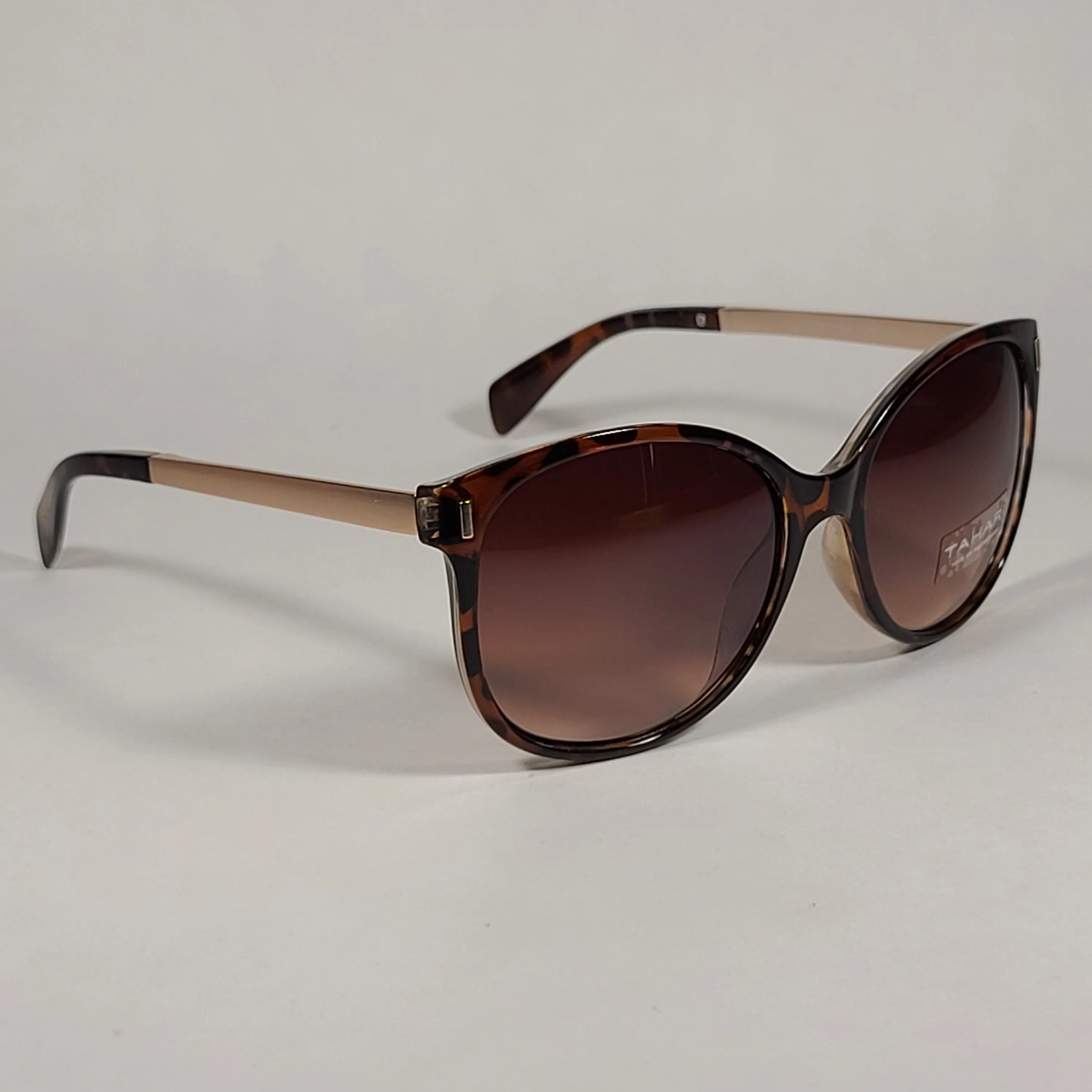 Tahari Cat Eye Sunglasses Brown Tortoise Gold Frame Brown Gradient Lens TH657 TS