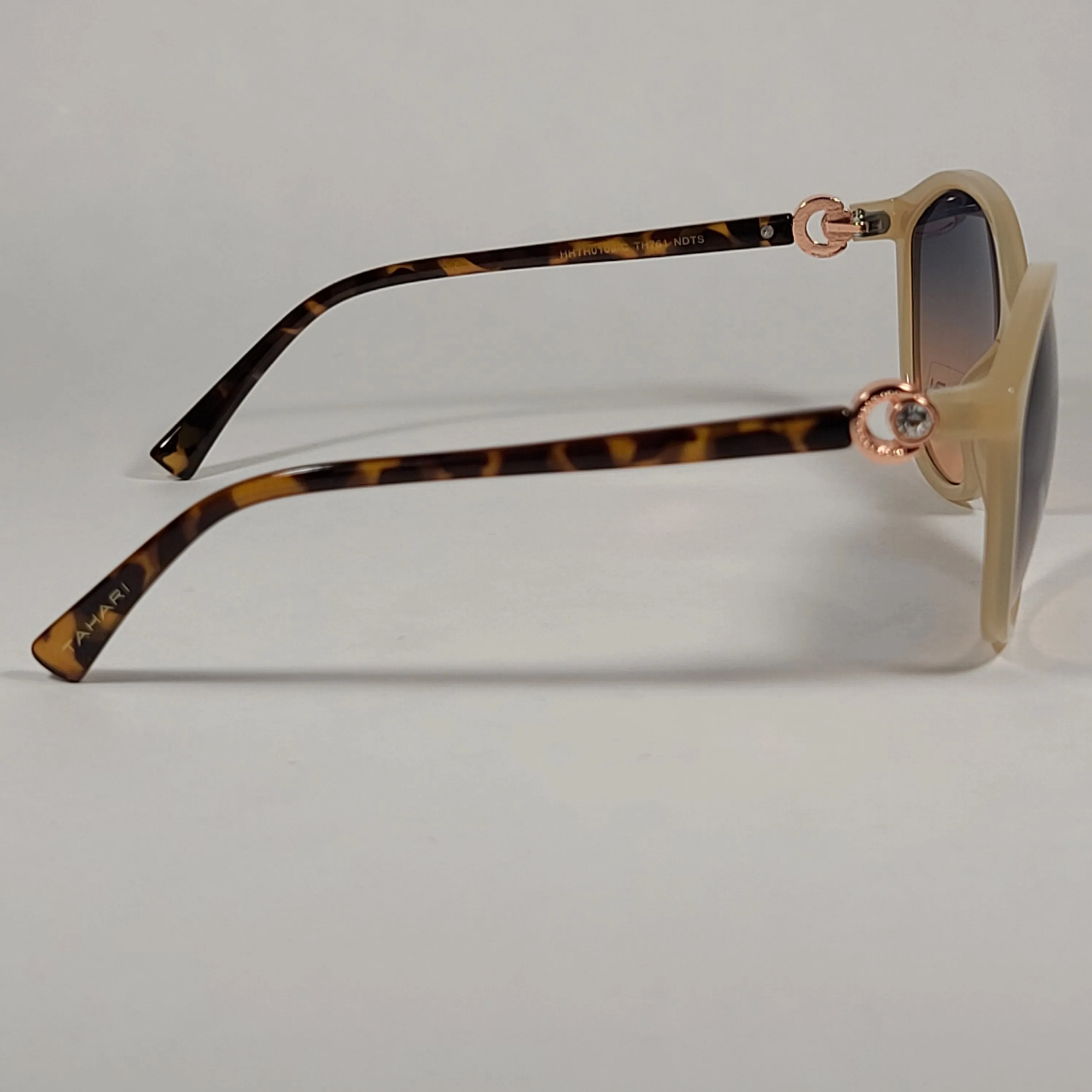 Tahari Cat Eye Sunglasses Nude And Tortoise Frame Blue Gradient Lens TH761 NDTS