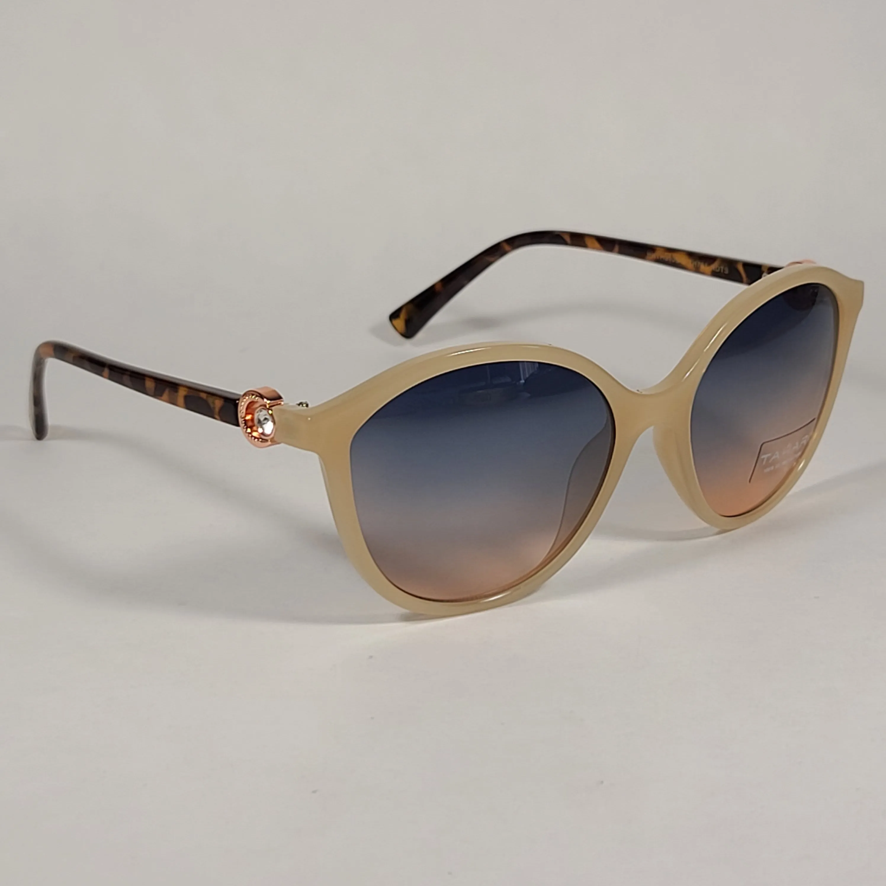 Tahari Cat Eye Sunglasses Nude And Tortoise Frame Blue Gradient Lens TH761 NDTS