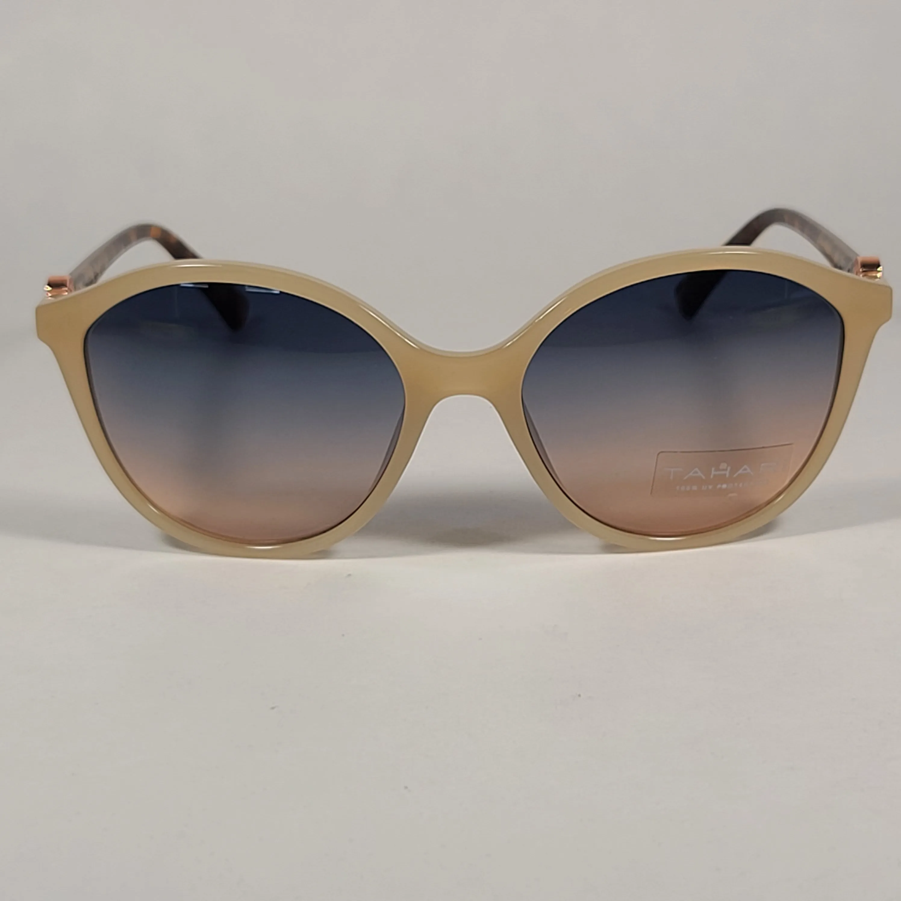 Tahari Cat Eye Sunglasses Nude And Tortoise Frame Blue Gradient Lens TH761 NDTS