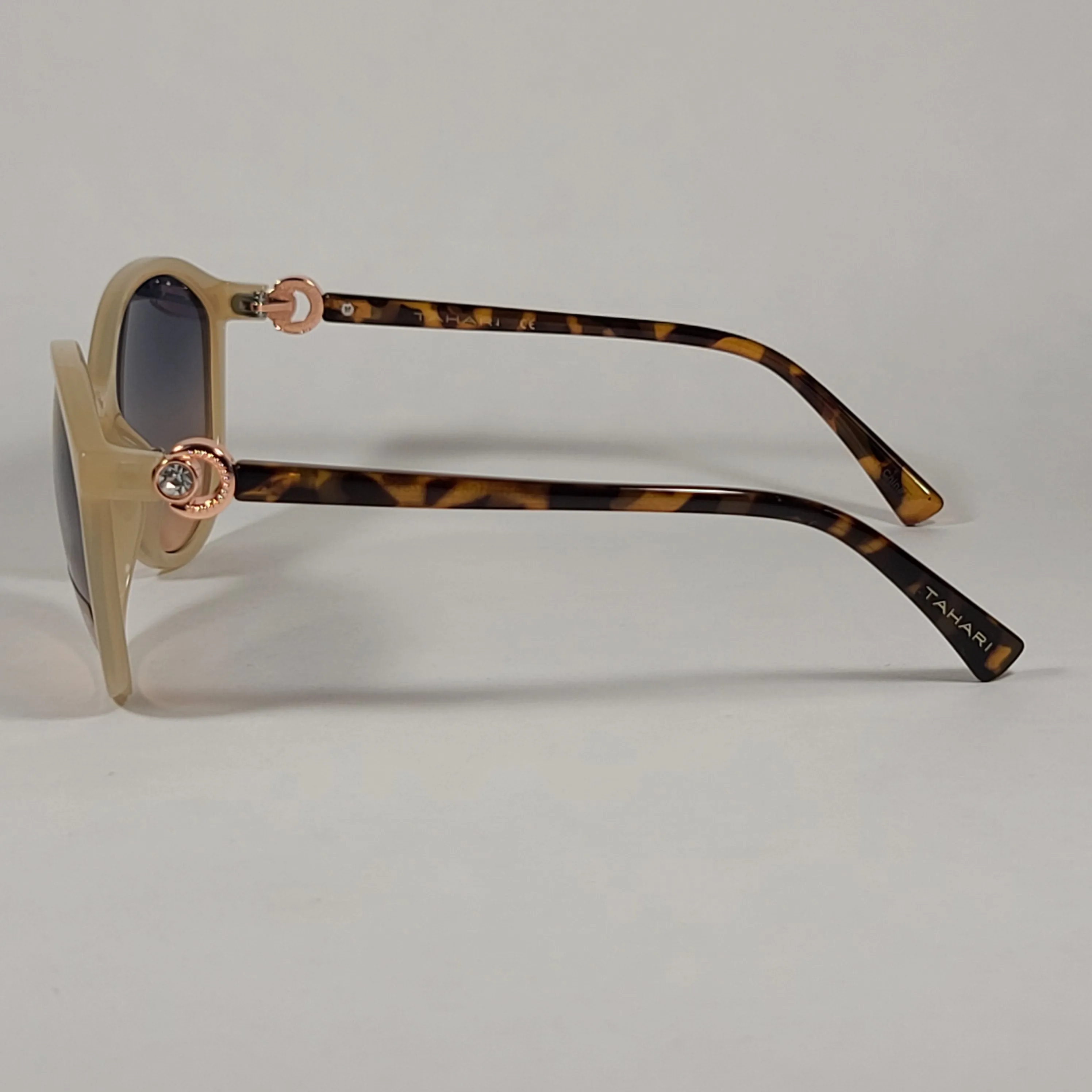 Tahari Cat Eye Sunglasses Nude And Tortoise Frame Blue Gradient Lens TH761 NDTS