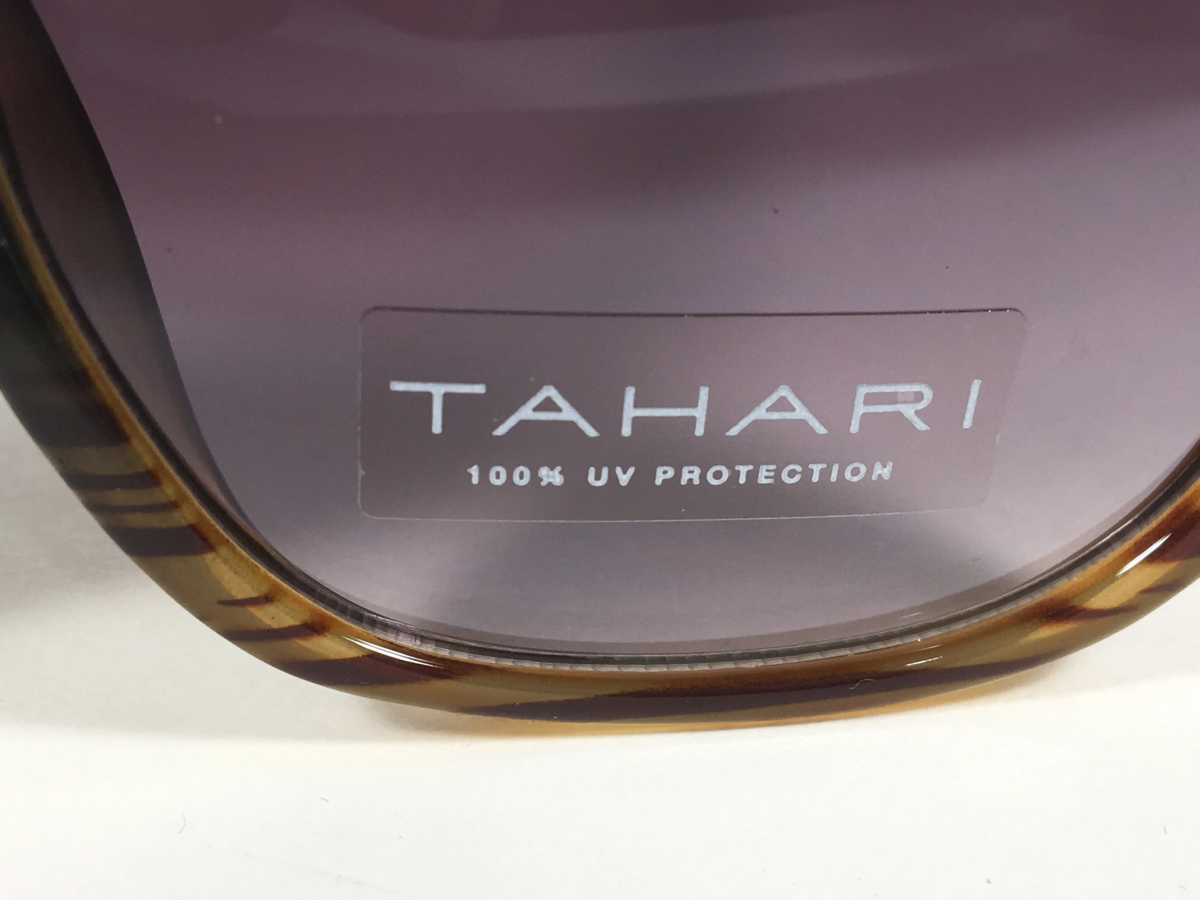Tahari Large Cat Eye Sunglasses Black Brown Wood Plastic Frame Smoke Lens TH712 OXWD