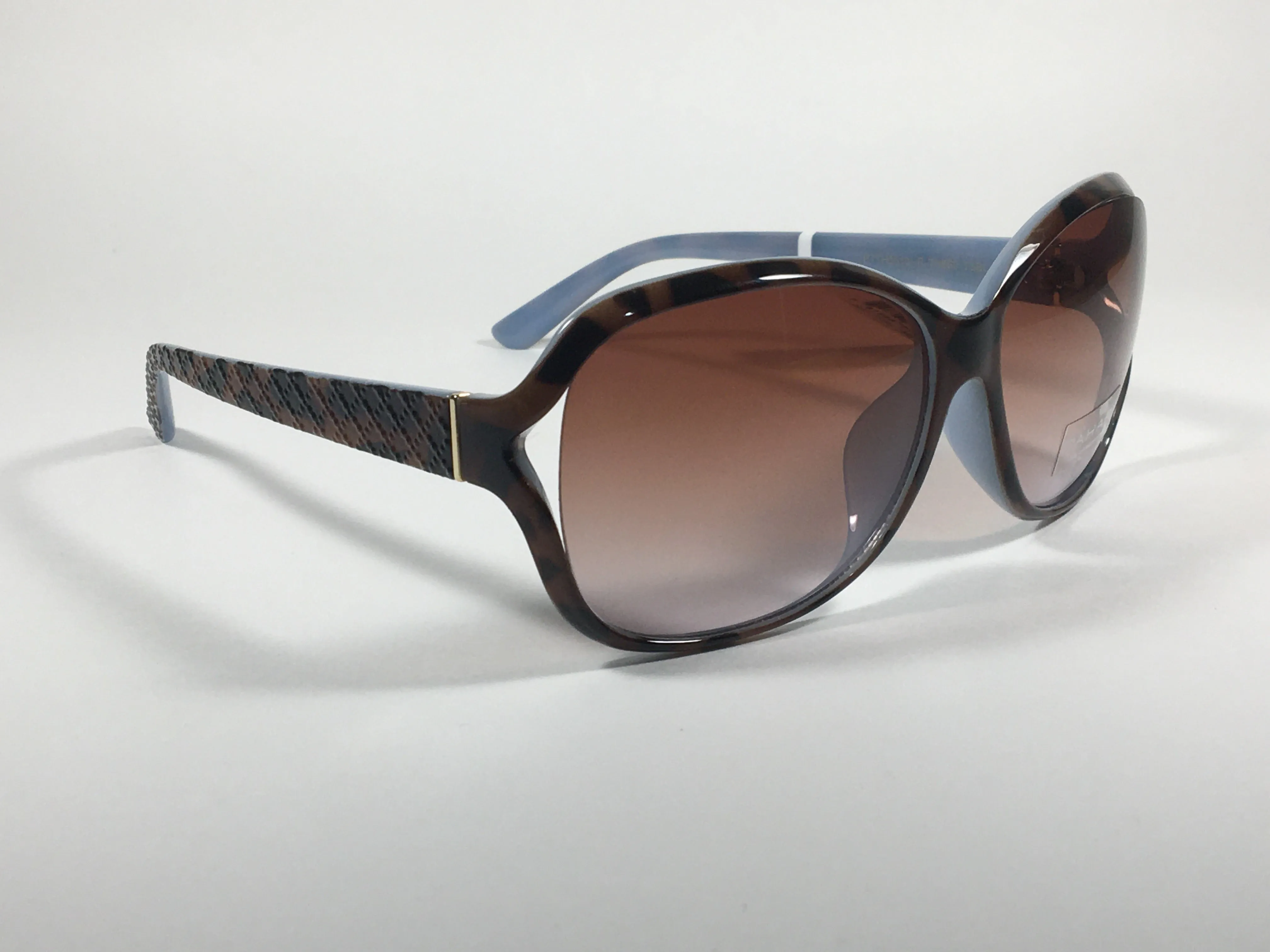 Tahari Large Oval Sunglasses Blue Gray Tortoise Brown Gradient Lens TH660 TSBL