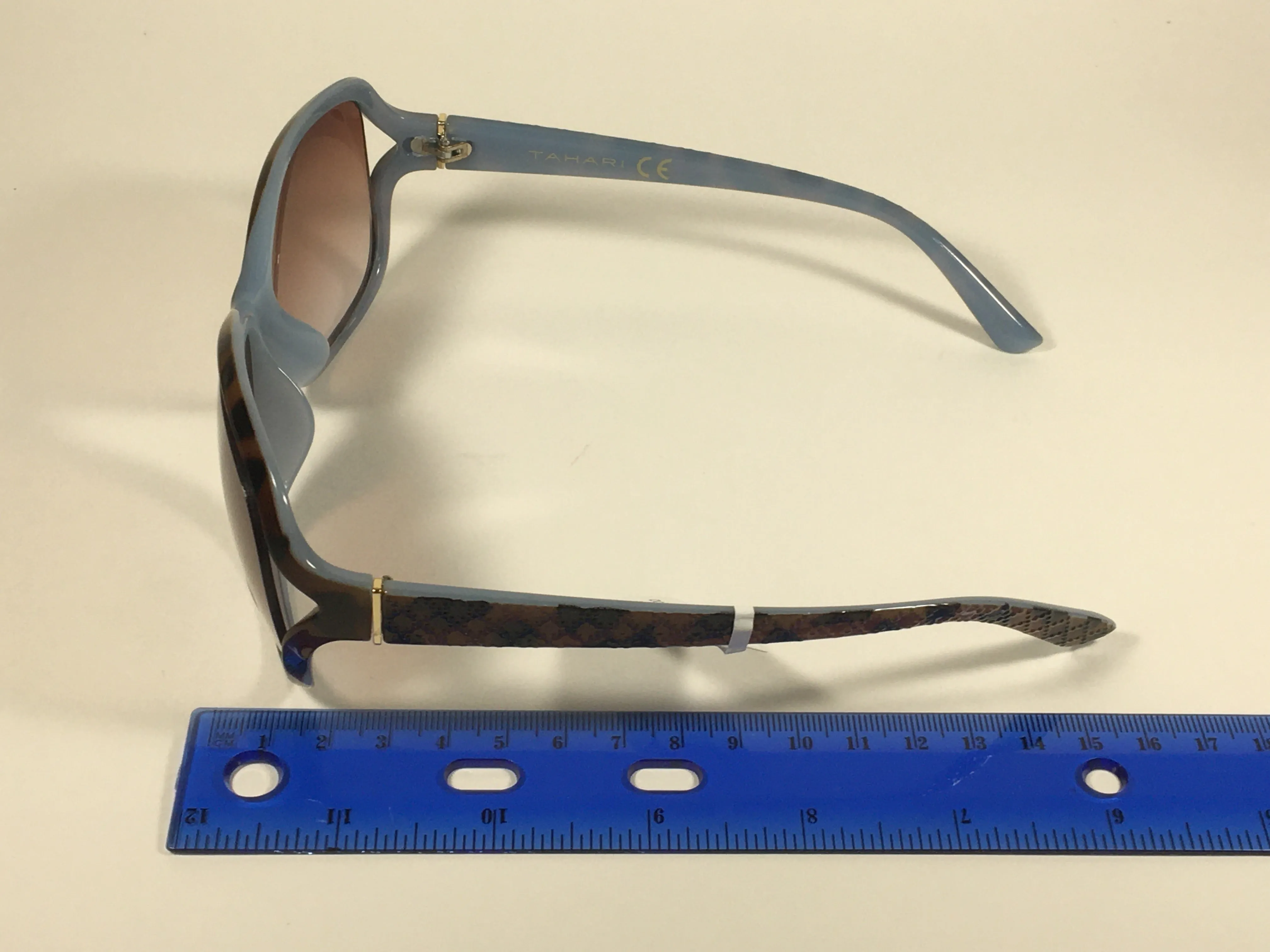 Tahari Large Oval Sunglasses Blue Gray Tortoise Brown Gradient Lens TH660 TSBL