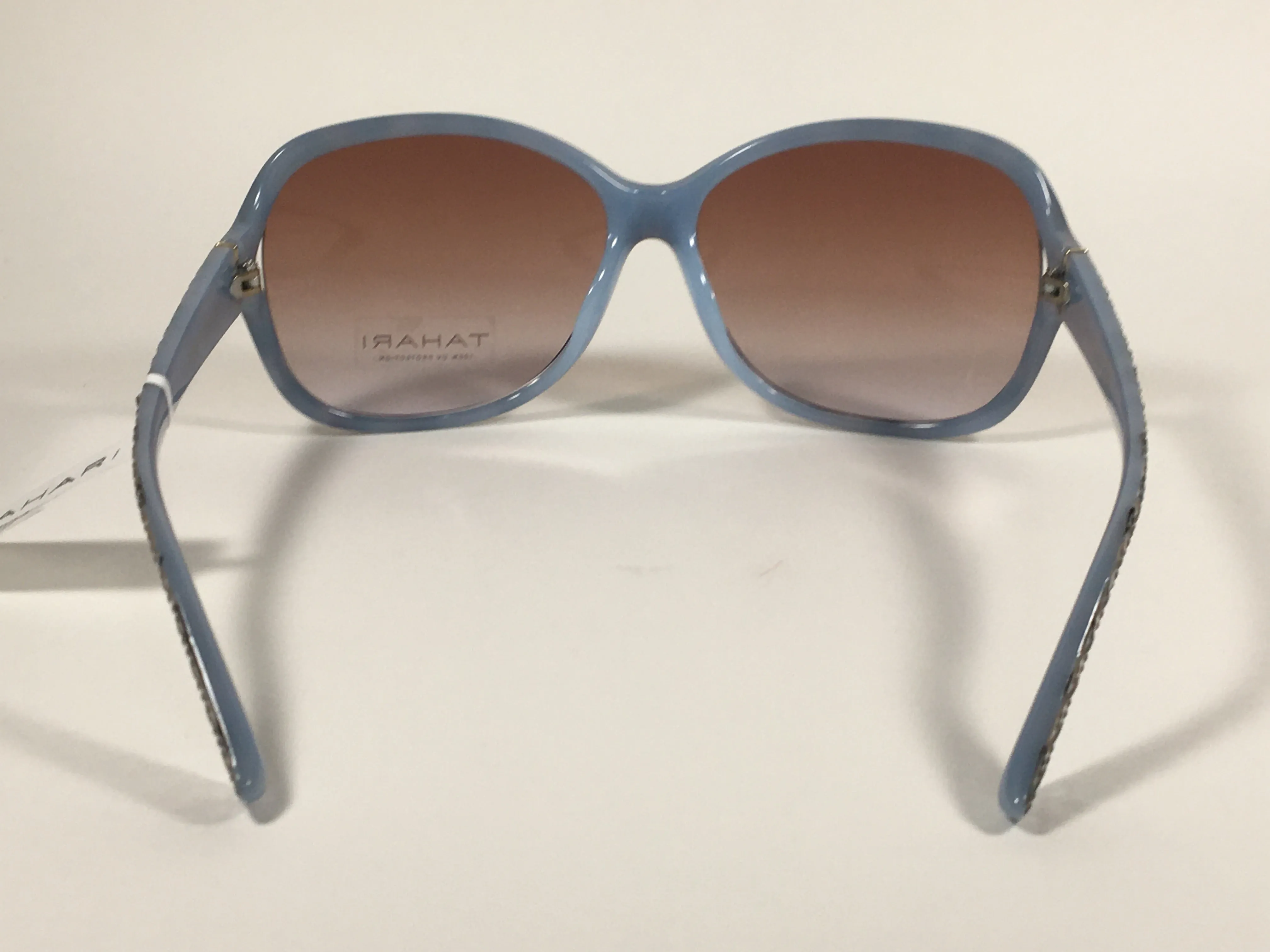 Tahari Large Oval Sunglasses Blue Gray Tortoise Brown Gradient Lens TH660 TSBL