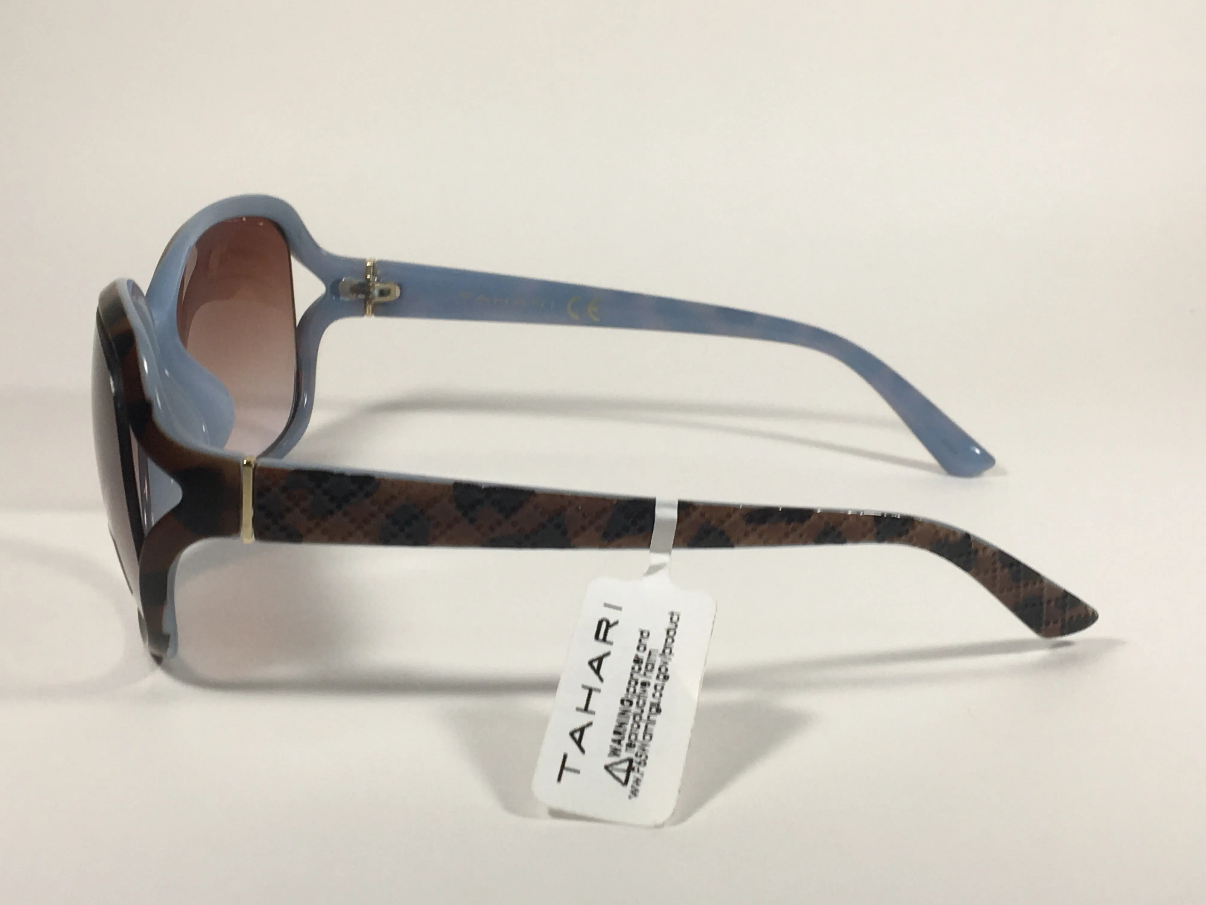 Tahari Large Oval Sunglasses Blue Gray Tortoise Brown Gradient Lens TH660 TSBL