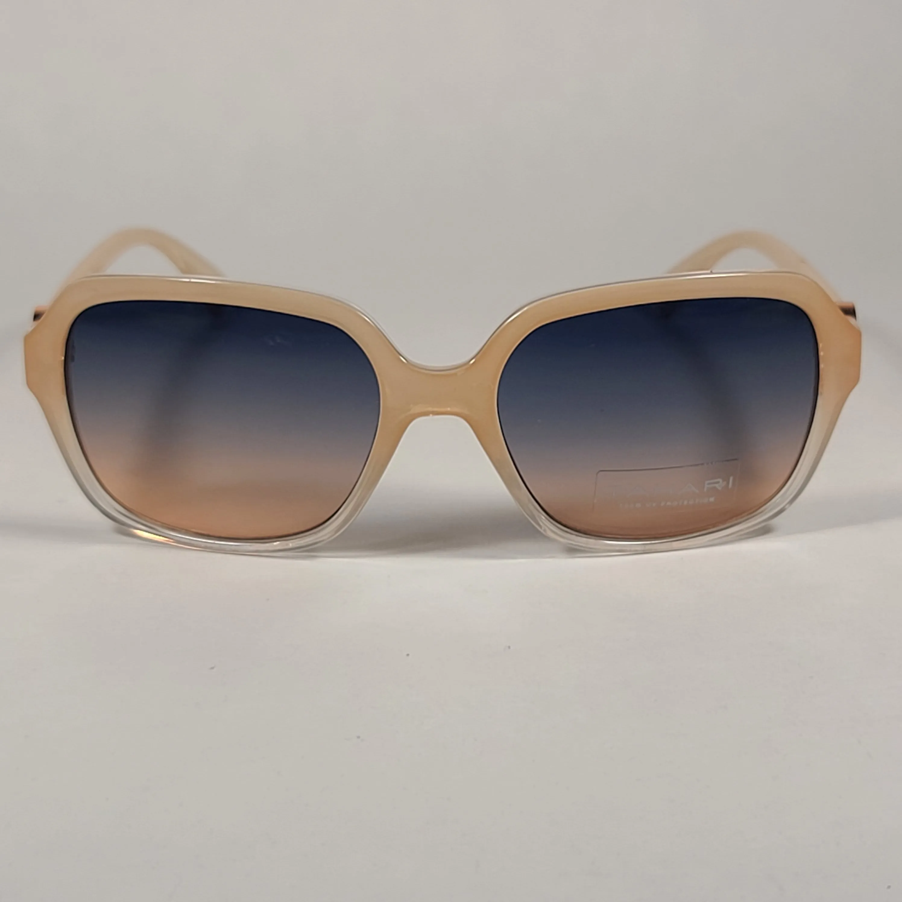 Tahari Rectangle Sunglasses Nude And Rose Gold Frame Blue Gradient Lens TH755 ND
