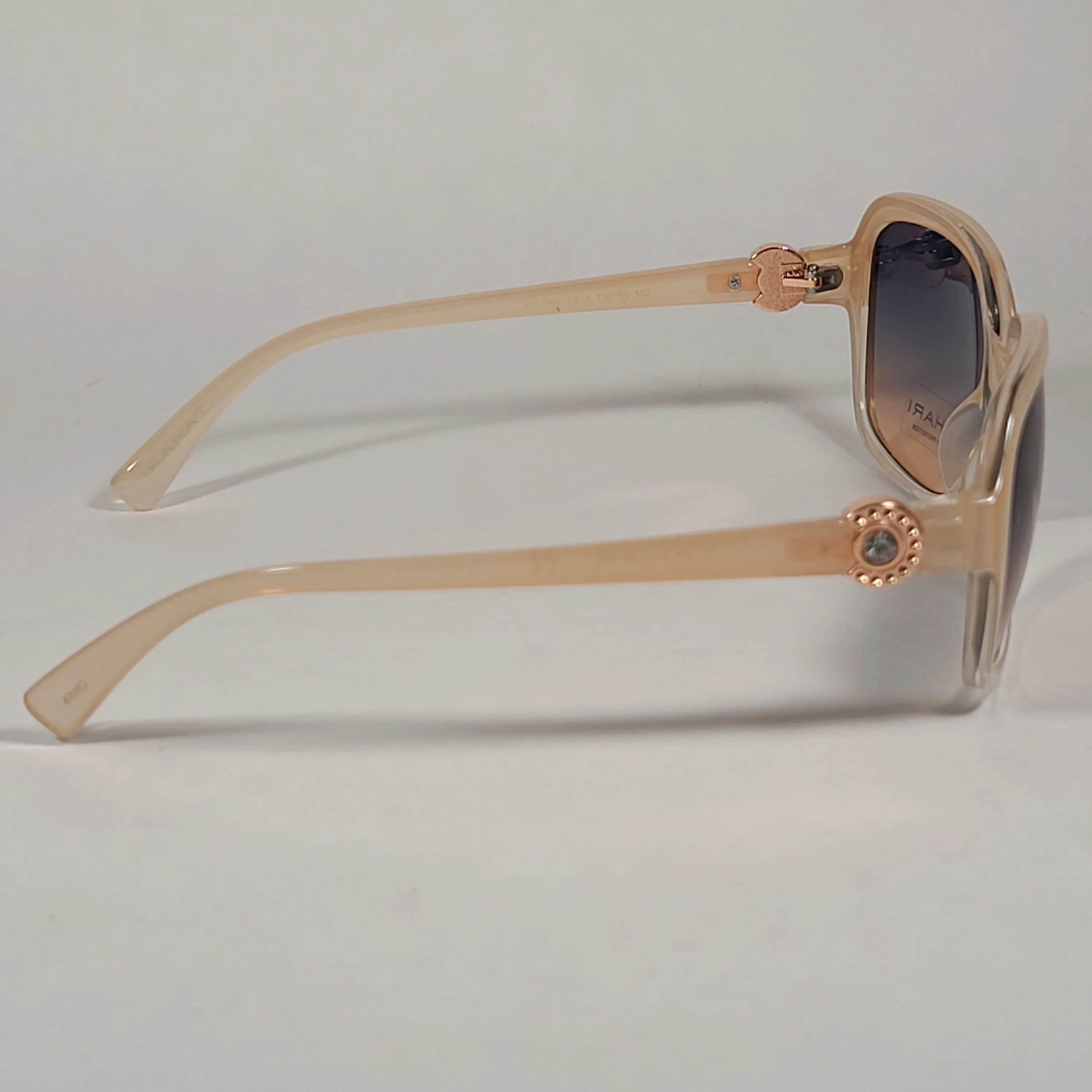 Tahari Rectangle Sunglasses Nude And Rose Gold Frame Blue Gradient Lens TH755 ND