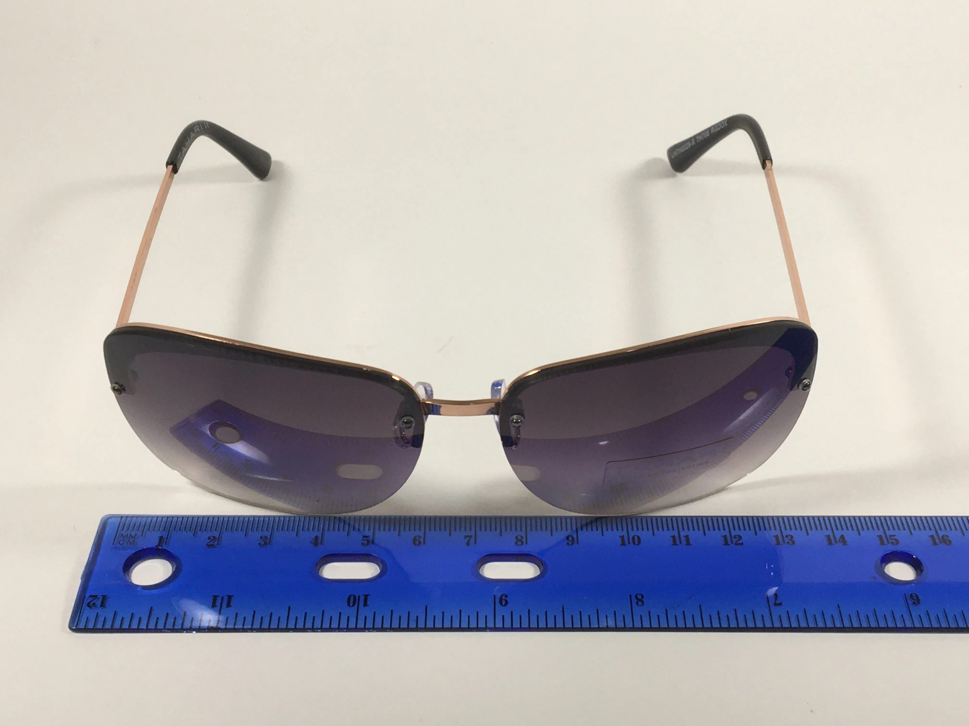 Tahari Rimless Butterfly Sunglasses Rose Gold And Black Frame Smoke Gradient Lens TH709 RGDOX