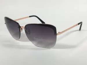 Tahari Rimless Butterfly Sunglasses Rose Gold And Black Frame Smoke Gradient Lens TH709 RGDOX