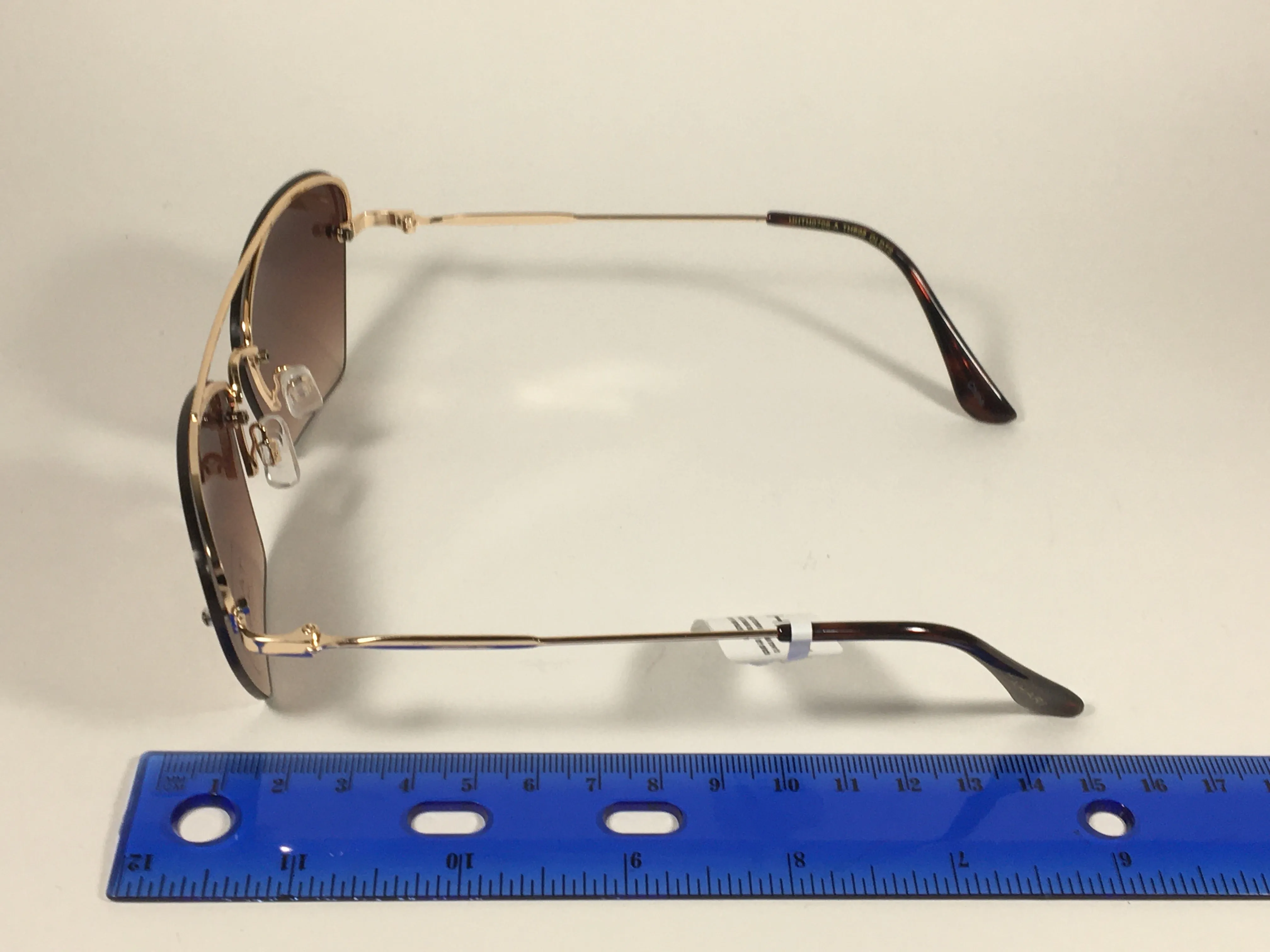Tahari Rimless Cat Eye Sunglasses Brown Tortoise And Gold Frame Brown Gradient Lens TH698 GLDTS
