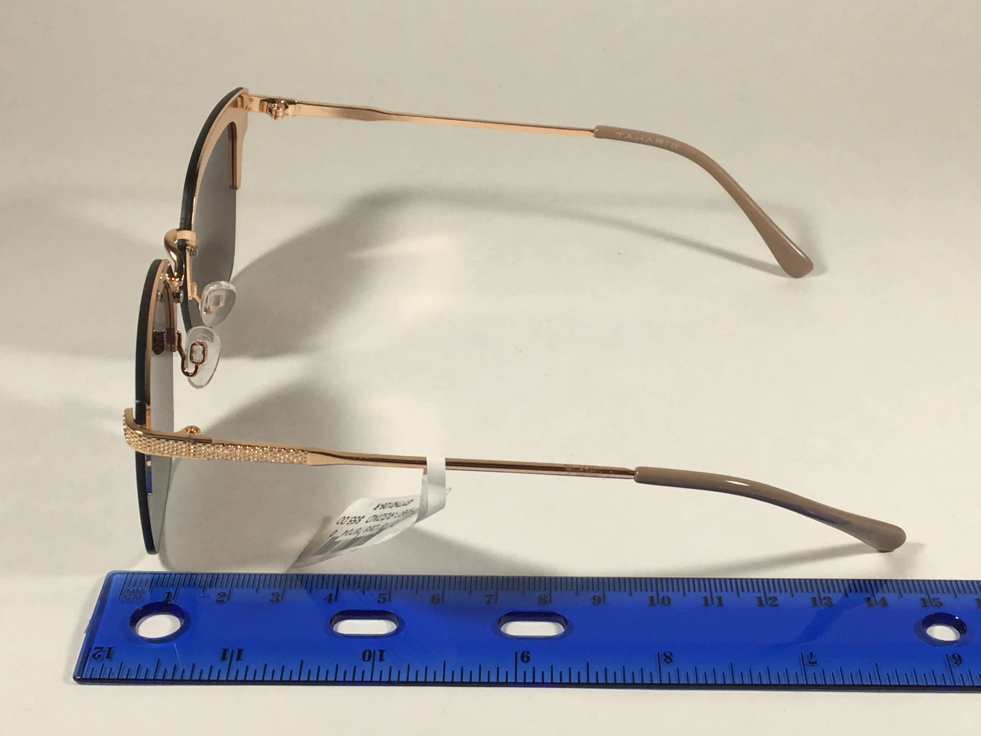 Tahari Rimless Square Sunglasses Rose Gold Nude Brown Gradient Lens TH697 RGDND